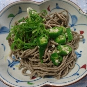 オクラの冷たい蕎麦